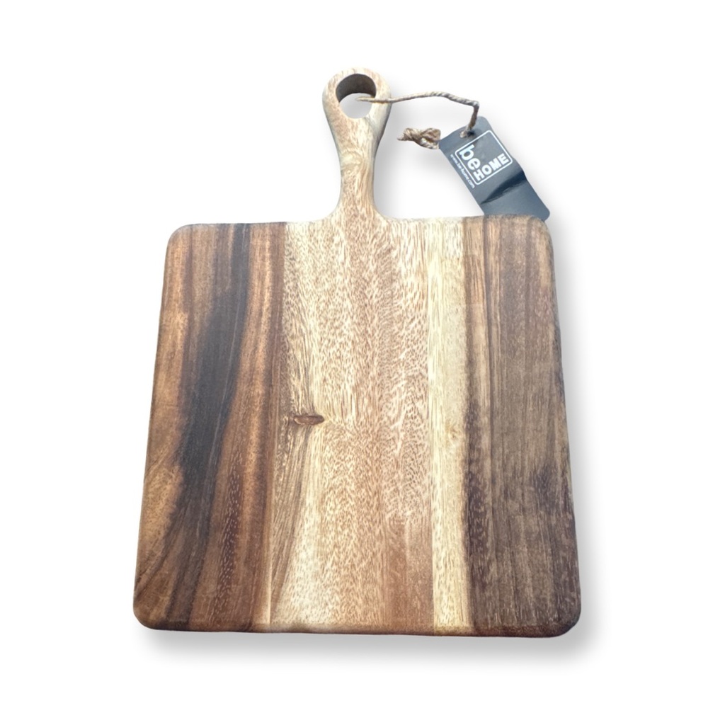 Rustic Wooden Serving Cutting Charcuterie Board with Handle 8” by 8” board